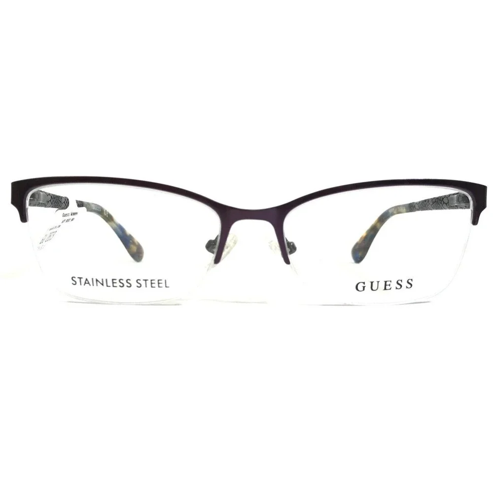 Guess Eyeglasses Frames GU2613 091 Purple Tortoise Cat Eye Half Rim 52-16-135